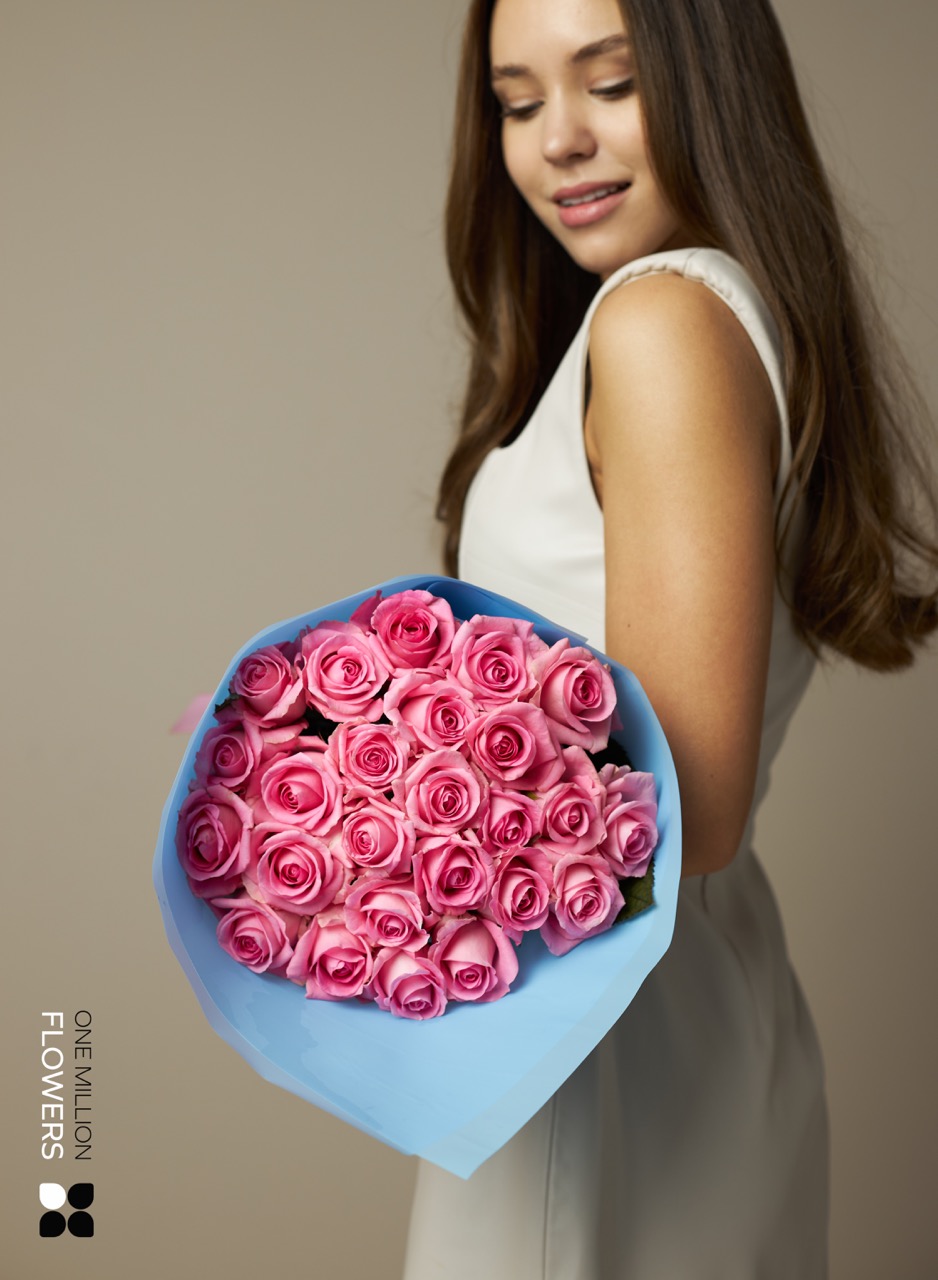 Букет из 25 "Ревиваль" Blue - Розы 40 см.